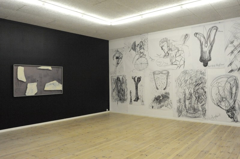 Arktis, 1968, olie på masonit. & Kopfgeburt/Hjernespin, 80erne forstørrede tegninger